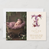 Dreamy Bunny T Initial Gold Glitter Newborn Aankondiging (Voorkant)