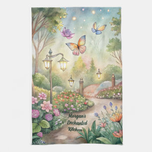 Dreamy Butterfly Garden Path - Betoverde tuin Theedoek