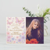 Dreamy Butterfly Invitation d'anniversaire avec ph (Debout devant)
