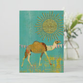 Dreamy Camel Baby shower Sunshine Invitation Turqu (Debout devant)