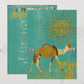Dreamy Camel Baby shower Sunshine Invitation Turqu (Devant / Derrière)