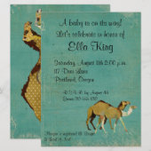 Dreamy Camels Baby Invitation (Devant / Derrière)