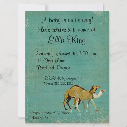 Dreamy Camels Baby Invitation (Devant)
