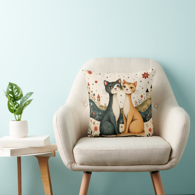 Dreamy Cats Throw Pillow Kussen (Stoel)