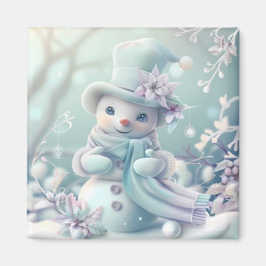 Dreamy Christmas Snowman Magnet (Devant)