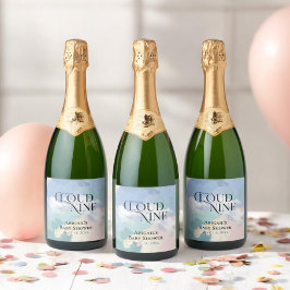 Dreamy Cloud Nine Pastel Baby shower Sparkling Wijnetiket
