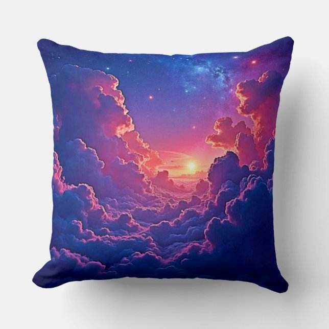 Dreamy Clouds: Celestial Sunset Magic Art Kussen (Voorkant)