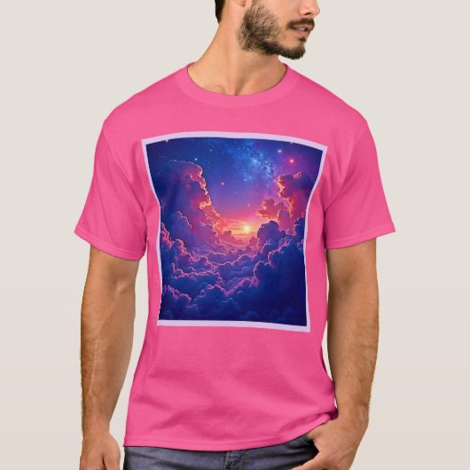 Dreamy Clouds: Celestial Sunset Magic Art T-shirt (Voorkant)