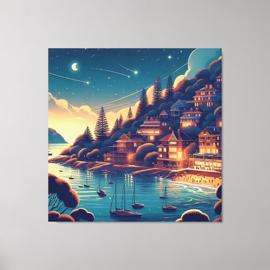 Dreamy Coastal Night Canvas Afdruk (Voorkant)
