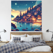 Dreamy Coastal Night Canvas Afdruk (Insitu (Slaapkamer))