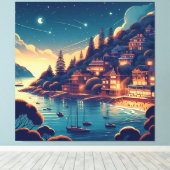 Dreamy Coastal Night Canvas Afdruk (Insitu (Houten vloer))