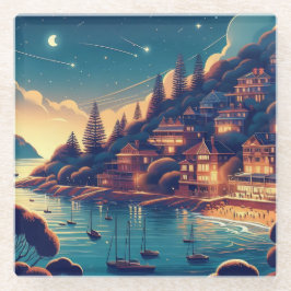Dreamy Coastal Night Glazen Onderzetter