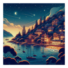 Dreamy Coastal Night Perfect Poster