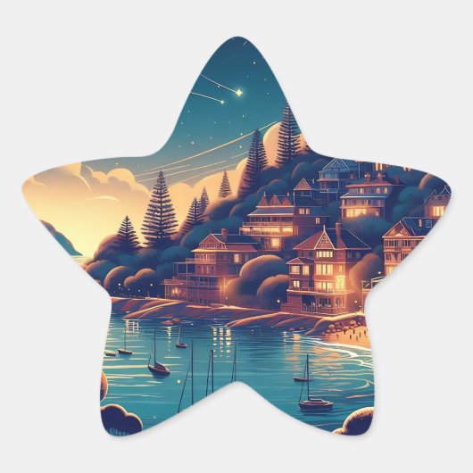 Dreamy Coastal Night Ster Sticker (Voorkant)