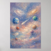 Dreamy Cosmic Art Poster – Impressionistic Planets (Devant)