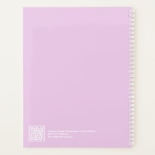 Dreamy Cotton Candy Cloudscape Modern Large Planner (Achterkant)