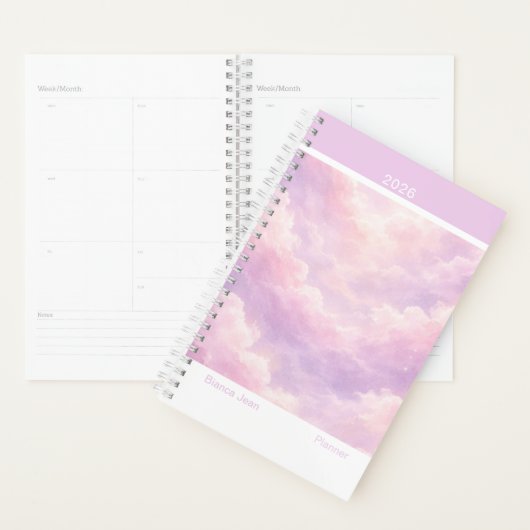 Dreamy Cotton Candy Cloudscape Modern Small Planner (Display)