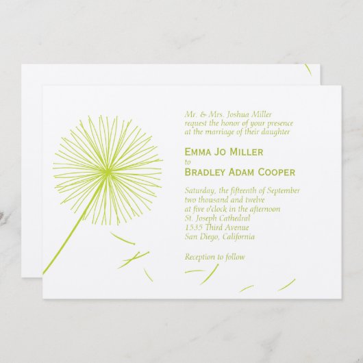 Dreamy Dandelion Faire-part de mariage - Meadow Gr (Devant / Derrière)