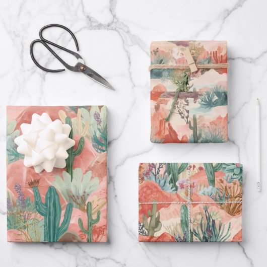 Dreamy Desert Bloom Abstract Collage Inpakpapier Vel (Voorkant)