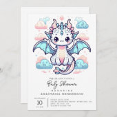 Dreamy Dragon-Baby shower Kaart (Voorkant / Achterkant)