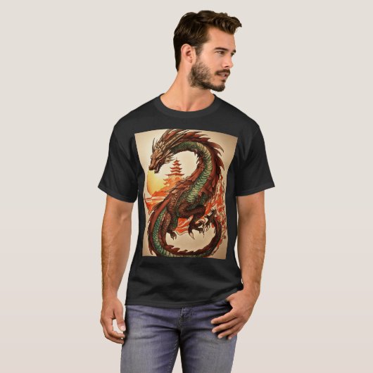 "Dreamy Dragon: Waterverf Wash T-ShT-Shirt T-shirt (Voorkant volledig)