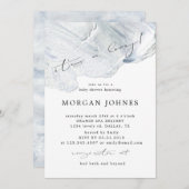 Dreamy Elegant Blue | Invitation Baby shower (Devant / Derrière)
