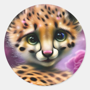 Dreamy Eyed Baby Cheetah Ronde Sticker