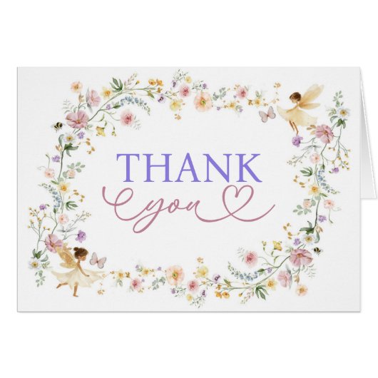 Dreamy Fairy Pastel Fleur sauvage Cartes de remerc (Devant horizontal)