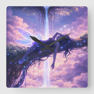 Dreamy Fairy Sky Waterfall Wall Clock Decor Vierkante Klok