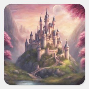 Dreamy Fantasy Castle kunstwerk Vierkante Sticker