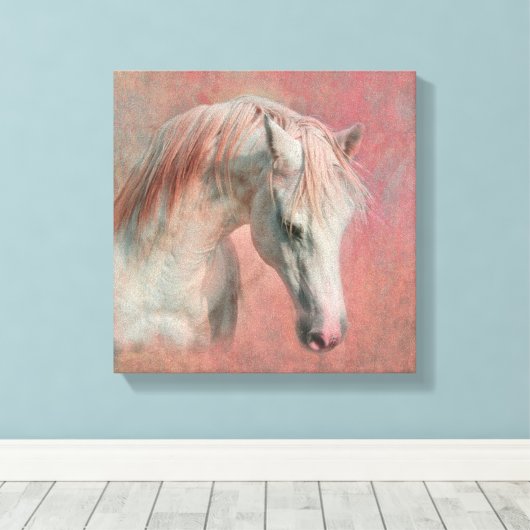 Dreamy Fantasy Paard in Roze Canvas Afdruk (Insitu (Houten vloer))