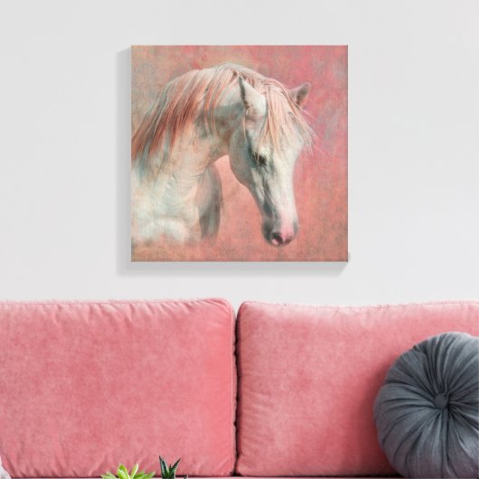 Dreamy Fantasy Paard in Roze Canvas Afdruk (Insitu (Woonkamer))