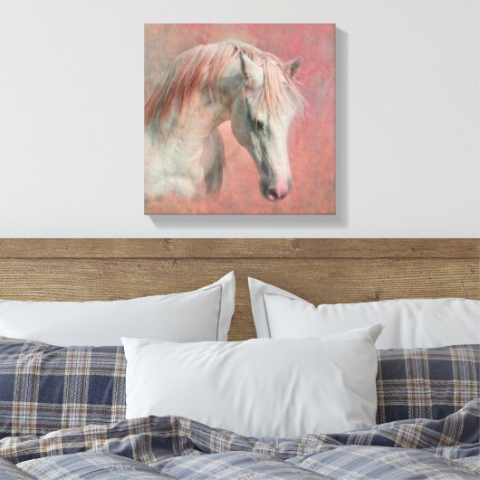 Dreamy Fantasy Paard in Roze Canvas Afdruk (Insitu (Slaapkamer))