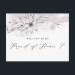 Dreamy Floral | Carte postale de la femme d'honneu<br><div class="desc">Notre collection florale rêvée présente des touches de brosse acrylique en bleu ciel et bleu ciel avec des illustrations de feuillage gris qui apportent une sensation romantique à tous les articles répartis sur des nécessités mariages, des fournitures de bureau et des articles personnels. Faites de votre journée spéciale une journée...</div>