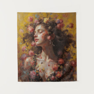 Dreamy Floral Goddess – Romantic Tapestry Wall Art Wandkleed