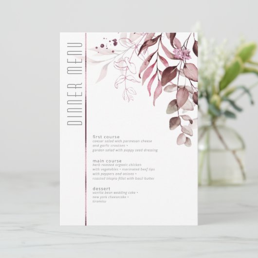 Dreamy Foliage Menu Mariage V2 Bourgogne ID817 (Debout devant)