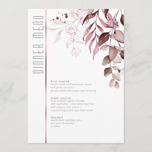 Dreamy Foliage Menu Mariage V2 Bourgogne ID817 (Devant)