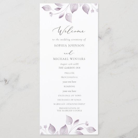 Dreamy Foliage Programme de mariage (Devant)