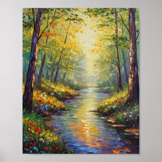 Dreamy Forest Stream | Impressionist Style Poster (Voorkant)