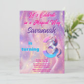 Dreamy Galaxy Unicorn 3ème anniversaire Invitation (Debout devant)