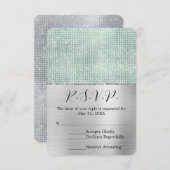 Dreamy Glitzy Mint Argent Sparkle Wedding RSVP (Devant / Derrière)