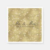 Dreamy Gold Bokeh Confetti Mr en Mrs Wedding Servetten (Voorkant)