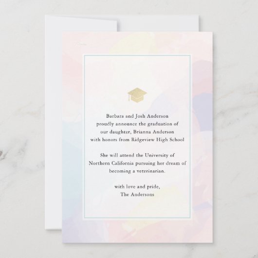 Dreamy Gradient Blur Photo Graduation Faire-part (Dos)