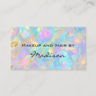 Dreamy Iridescent Opal Marble Shimmering Gold Foil Visitekaartje