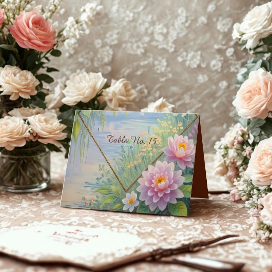 Dreamy Lakeside Garden Numéro de table de mariage