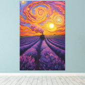 Dreamy lavender express-whimsical sunset train pai canvas afdruk (Insitu (Houten vloer))