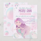 Dreamy Little Mermaid Princess Invitation d'annive (Devant / Derrière)