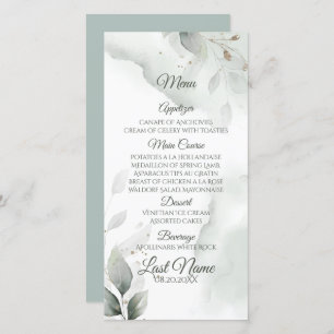 Dreamy Mariage Menu Aquarelle Verdure