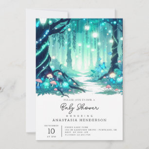 Dreamy Minimalist Enchanted Forest Baby shower Kaart