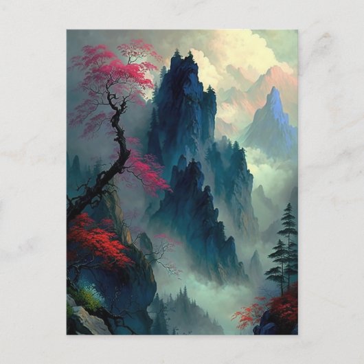 Dreamy Misty Mountain Landscape Briefkaart (Voorkant)